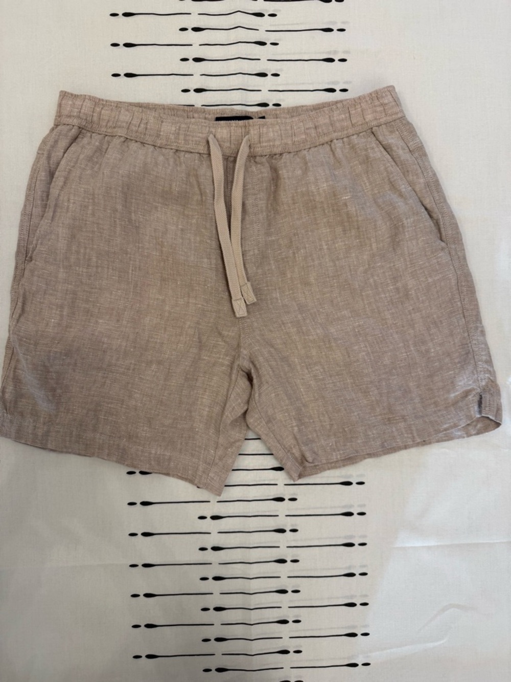 Sportscraft Beige Drawstring Linen-Blend Athletic Shorts( Men )